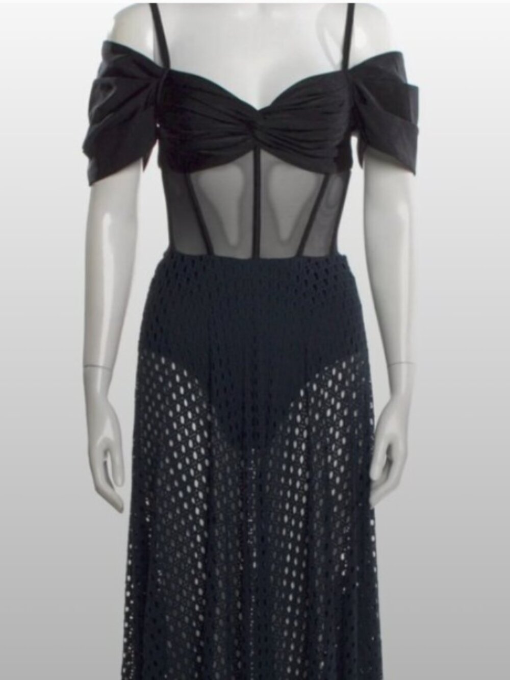 PATBO Black Cutout Mesh Beach Dress